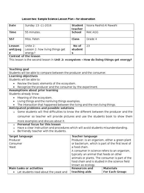 Image result for Sample Science Lesson Plan Template