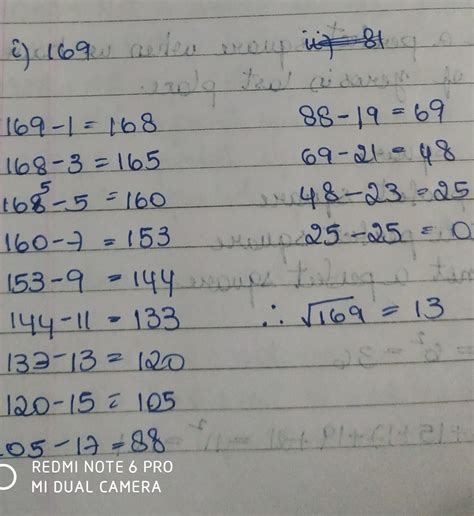 Find the square root of the following using successive subtraction of ...