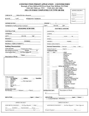 Fillable Online CONSTRUCTION PERMIT APPLICATION COUNTER FORM Fax Email ...
