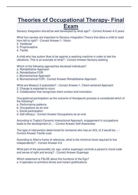 Occupational Therpy Exam (2023),Intro to Occupational Therapy- Exam I ...