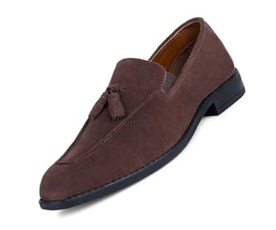 Buy LOUIS STITCH Men's Brunette Brown Italian Suede Leather Moccasin ...