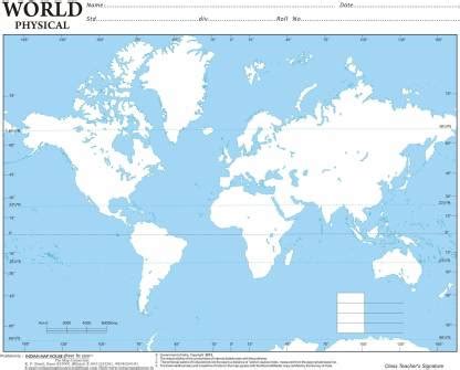 Practice Map World Physical Map Paper Print - Educational posters in ...