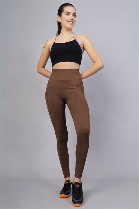 Seamless High Waisted Tummy Compression Brown Postpartum Legging ...