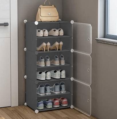 Sasimo 6-Shelf-3-Door Plastic Cubort Shoe Rack Plastic Collapsible Shoe ...