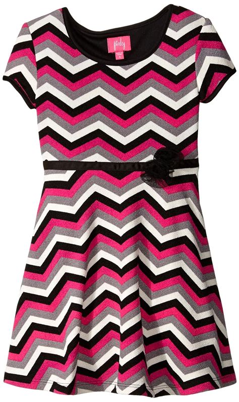 Buy Pinky Pink Little Girls' Chevron Skater Dress, Pink/Black/White, 4 ...