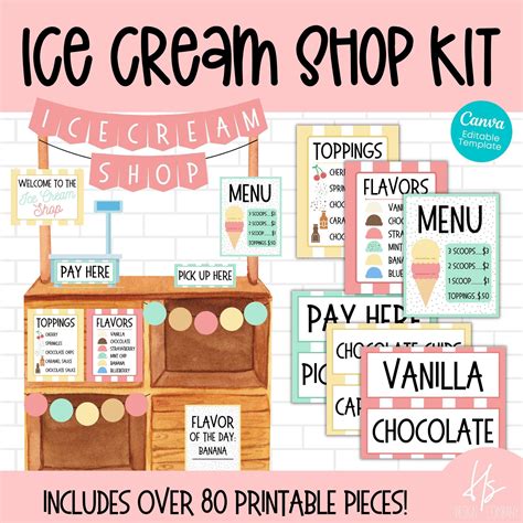 Free ice cream shop dramatic play printables – Artofit