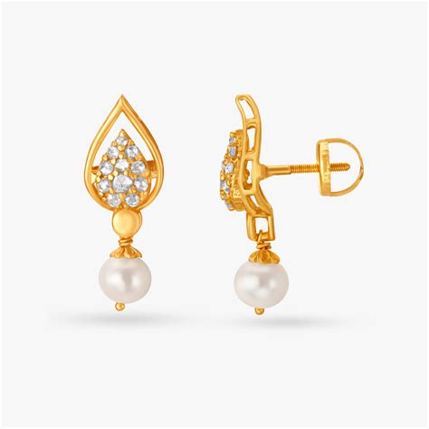 Leafy Pearl Drop Earrings