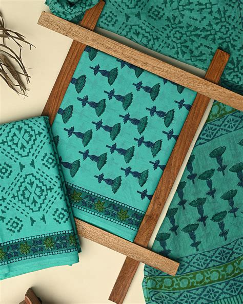 Sanganeri Hand Block Print Cotton Suit Sets With Cotton Dupatta ...