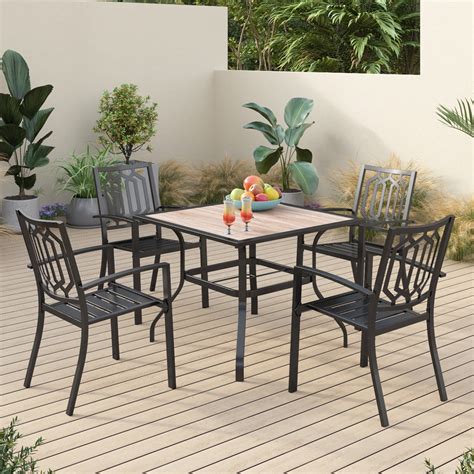 Sophia & William 5 Peices Outdoor Patio Dining Set Teak Wood Table and ...