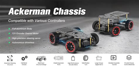 Ackerman Metal Chassis with Encoder Motors and Front Steering Servo by ...