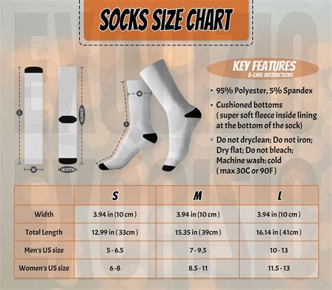 Sublimation Sock Mockup Size Chart Printify Socks Size Chart Mock up ...