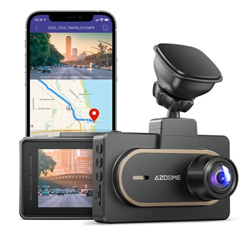 Azdome m27 1080p dash cam car dvr rear camera built-in gps wifi g ...
