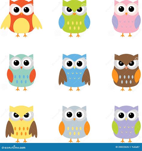Color owls clip art stock vector. Illustration of blue - 20022626