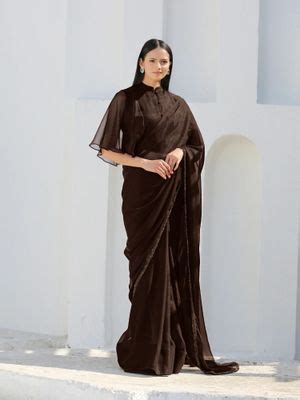 Buy Swtantra Chocolate Shimmer Saree Without Blouse Online
