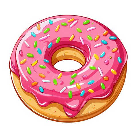 Pink Donut Vector, Sticker Clipart Isolated Pink Donut On The White ...