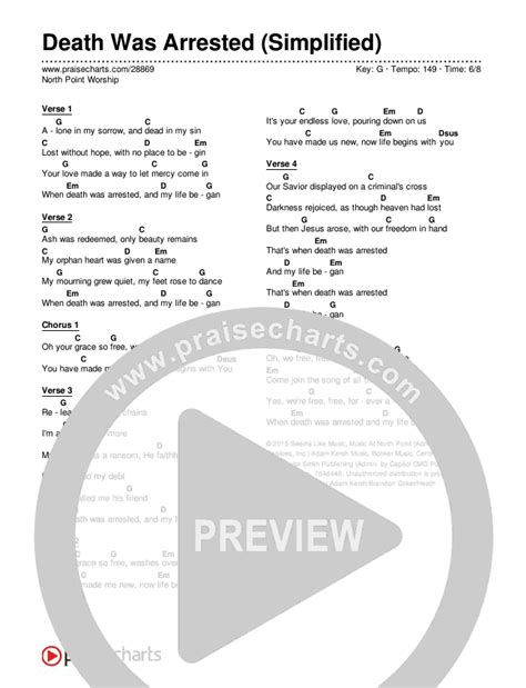 Death Was Arrested Chords PDF (North Point Worship) - PraiseCharts