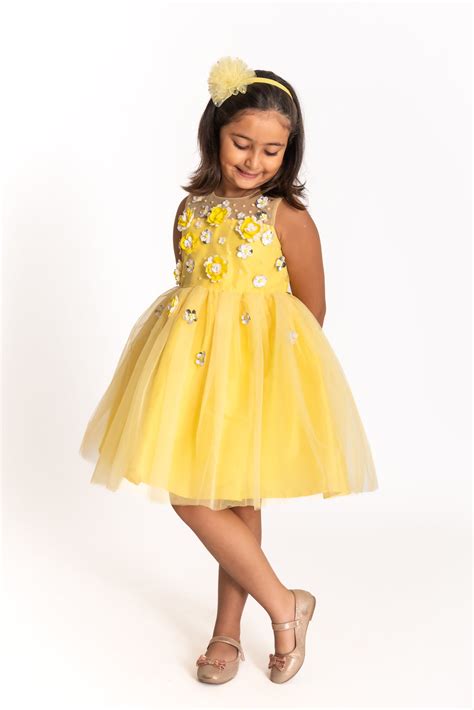 Marigold 3d flower dress – A Little Fable