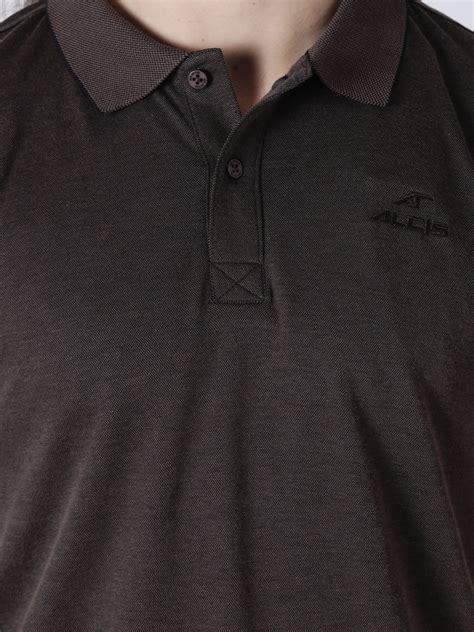 Alcis Men Brown Solid Polo Collar T-shirt BMPO82615PR-S