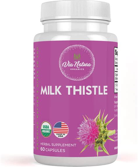 Amazon.com: Via Natura Organics Milk Thistle Capsules 1000mg | Organic Herbal Supplement | 60 ...