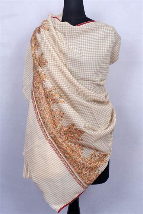 White check colour base with attractive sozni embroidery on border