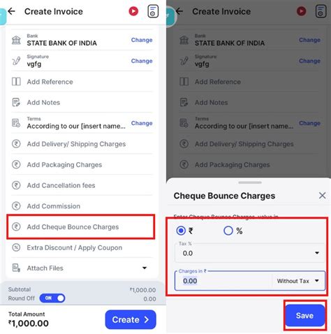 How to add check bounce charges in invoice on android? - Android - Swipe