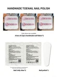 Set van 12 teennagelstickers, handgemaakte teenversiering ...