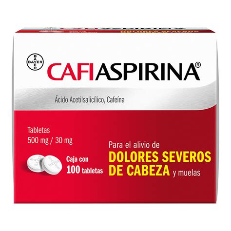 Analgésico CafiAspirina Para Dolor De Cabeza Severo Dolor Corporal y Muelas 100 tabletas | City Club