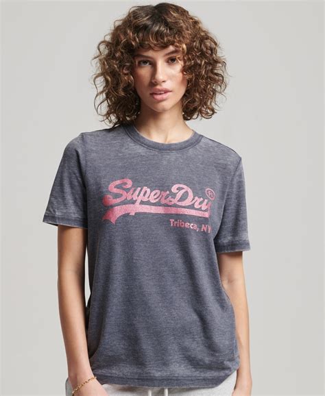 EMBELLISHED VINTAGE LOGO WOMEN'S BLUE T-SHIRT