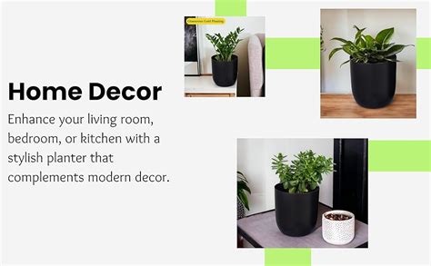 ecofynd 4.3 inches Round Metal Planter for Home Decor, Pack of 1 (Black ...