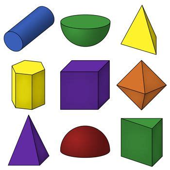 Basic 3D Shapes Clip Art | Clip art, Geometric solids, Art lessons