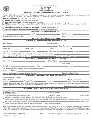 Fillable Online tn Affidavit of Transfer of Aircraft/Helicopter ...