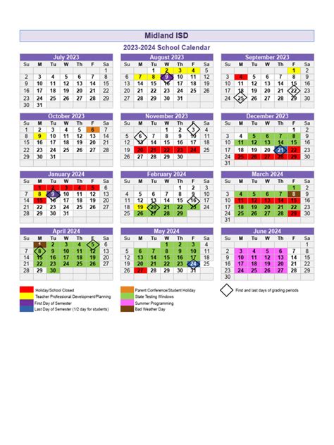 2023-24 MISD Academic Calendar | PDF | Educational Stages | Higher ...