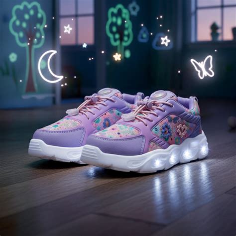 GlowGetters Girls Lavender Floral LED Sneakers – Hopits