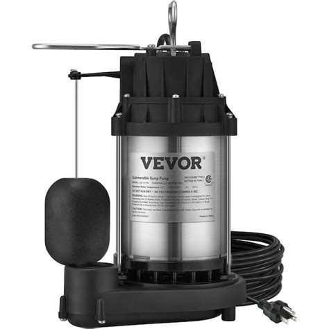 VEVOR 1/2-HP 120-Volt 72-GPM Stainless Steel Submersible Sump Pump ...