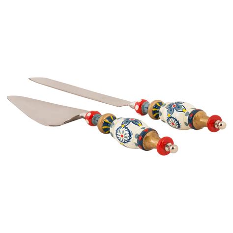 Buy Chumbak Spring Jasmine Blue Cake Server Set Online at Low Prices in ...