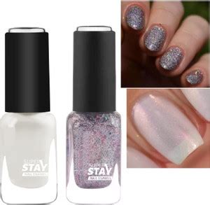 WOONGMI Pearl White & Shimmer Glitter Nail Polish Quick Dry Long ...