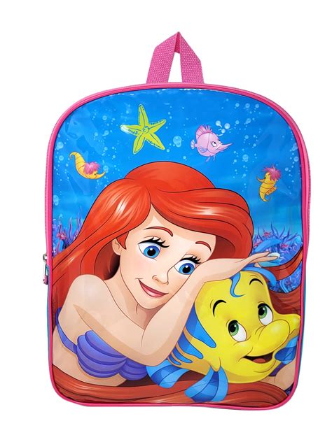 "Disney Little Mermaid 15"" Ariel Flounder Backpack for Girls, School ...