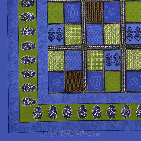 Blue Border Multicolor Checkered Super fine Cotton Double Bedsheet ...