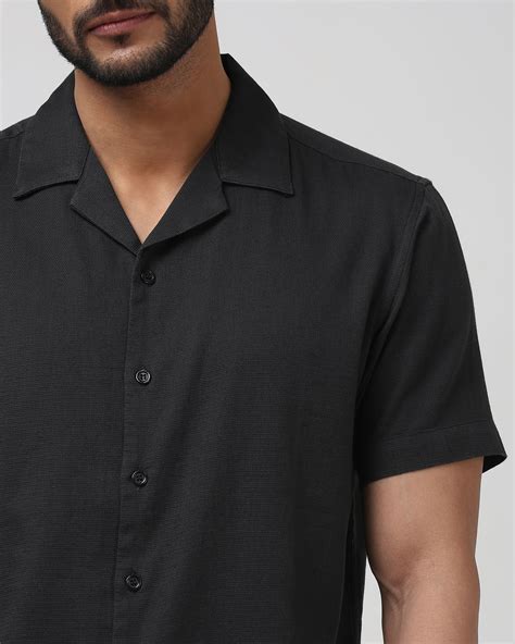 Olive Textured Plain Relaxed Fit Casual Shirt