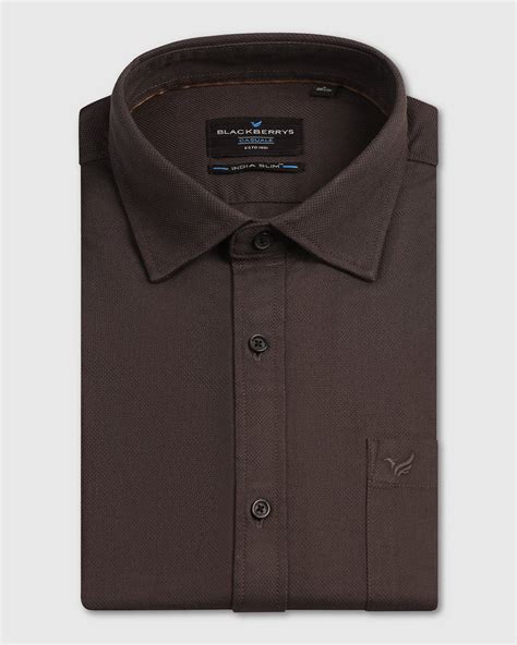 Buy Brown Textured Shirt From Caty Collection