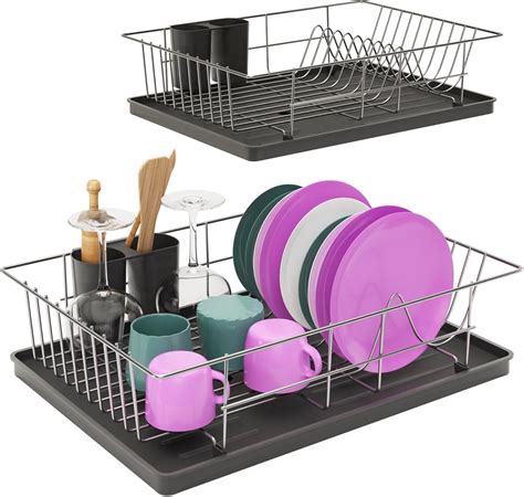 Compact Dish Drainer Rack - Over the Sink Drainer Rack with Cutlery ...