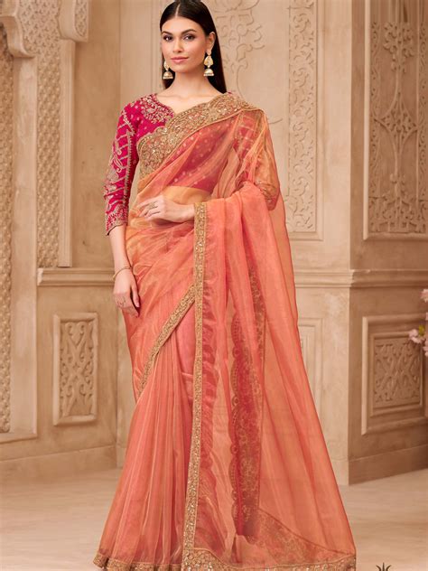 Gold Sparkle Georgette silk with Embroidered Saree-32004 – Saundaryam ...