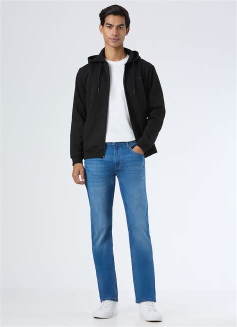 Men Blue Mid Rise Straight Fit Stretchable Jeans | Pepe Jeans India