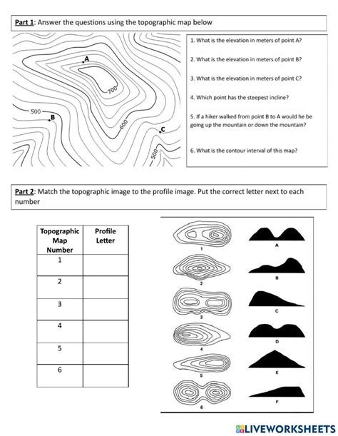 Topographic Map Worksheet 的图像结果