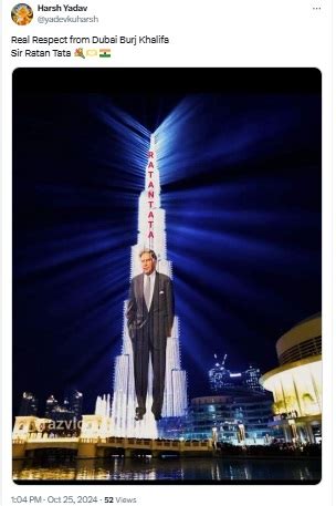 Fact Check: Burj Khalifa Lit Up With Image Of Ratan Tata? No, Viral ...