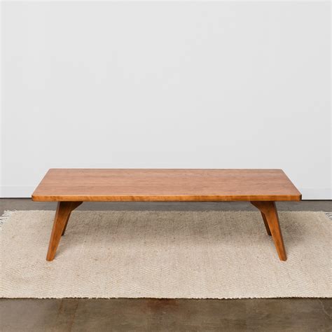 Mid-century Inspired Solid Cherry Wood Coffee Table With Angled Legs - Etsy