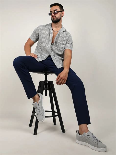 Rs. 899 | Campus Sutra Men's Moon Grey Floral Embroidered Shirt ...