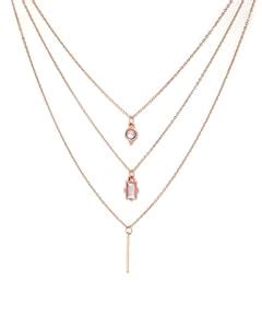 Buy CIERRA 3 Layered Rose Gold Plated Necklace with hanging Stick and ...