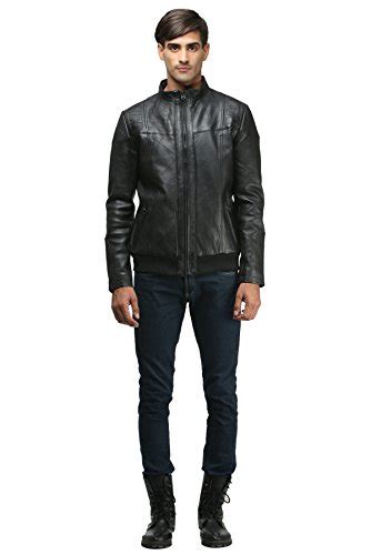 Buy JUSTANNED Mens Bomber Leather Jacket. Black at Amazon.in