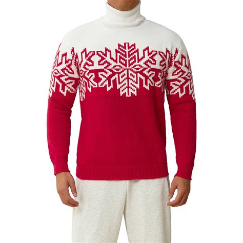 Matching Family Christmas Sweaters Turtleneck Reindeer Snowflakes Ugly ...